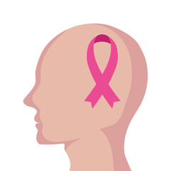 pink ribbon in head of breast cancer awareness design, campaign and prevention theme Vector illustration