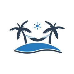 Hammock Relax Beach Vector Icon, Tropical hammock icon