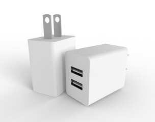 rechargeable mobile phone, dual USB port, 3d illustration