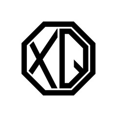 XQ initial monogram logo, octagon shape, black color