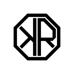 KR initial monogram logo, octagon shape, black color