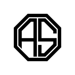 AS initial monogram logo, octagon shape, black color