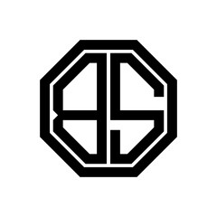BS initial monogram logo, octagon shape, black color