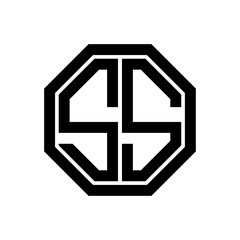 SS initial monogram logo, octagon shape, black color