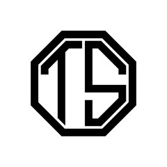 TS initial monogram logo, octagon shape, black color