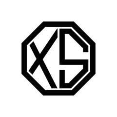 XS initial monogram logo, octagon shape, black color