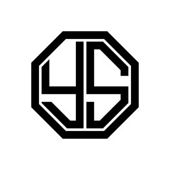 YS initial monogram logo, octagon shape, black color