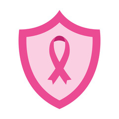 pink ribbon in shield of breast cancer awareness design, campaign and prevention theme Vector illustration