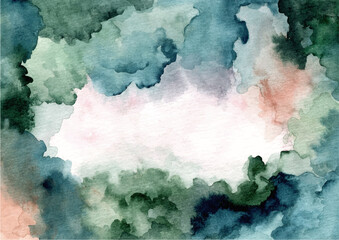 Watercolor abstract blue green texture background