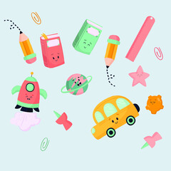 back to school elements hand drawn