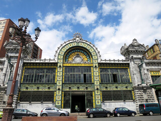 Fototapeta na wymiar Facade of the Bilbao-Concordia Railway Station (Estacion de Santander) in Bilbao, SPAIN