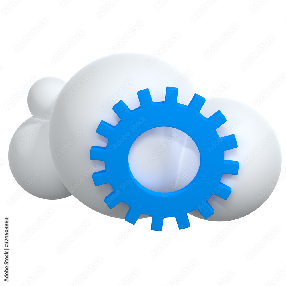 Poster 3d cloud with cogwheel icon. 3d rendering
