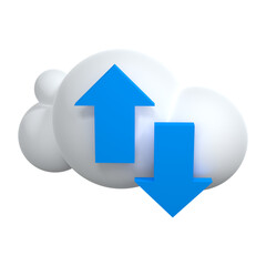 3D cloud with arrow. Cloud technology upload download concept. 3D rendering