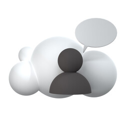 3D cloud with people. Cloud technology service support concept. 3D rendering
