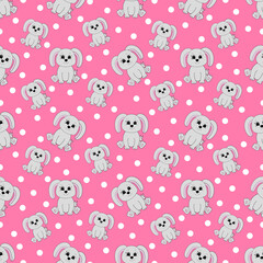 Obraz premium Seamless pattern with cartoon cute bunny. Vector illustration.