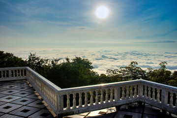 Viewpoint, Wat Phra That Doi Suthep, Chiang Mai, Thailand, the mist, the morning sun shines