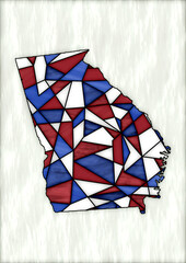 stained glass style design for decoration with the shape of the territory of Georgia State