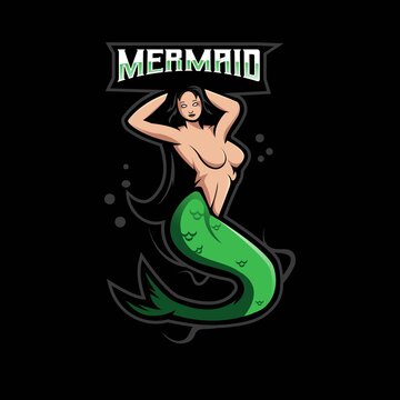 mermaid mascot logo design vector with modern illustration concept style for badge, emblem and t shirt printing. sexy mermaid illustration for sport and e-sport team.