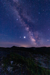 黒岳の頂上からの星空と天の川の眺望