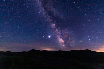 黒岳の頂上からの星空と天の川の眺望