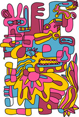 Abstract doodle composition. Colorful creative style. Vector illustration.