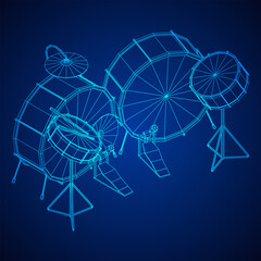 Musical instruments set. Rock band drum kit. Percussion musical instrument