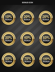 Fototapeta premium Gold bonus icon. game offer. lots of different bonus icon.