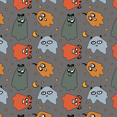 pattern of ghosts for Halloween. background with ghosts.
