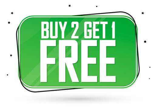 Buy 2 Get 1 Free, Sale banner design template, discount tag, vector illustration