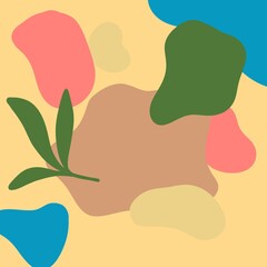 Formas de colores con hoja verde