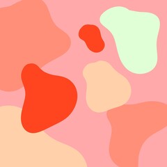 Formas de colores rojo, naranjo, verde agua y coral,