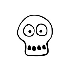 Skull hand drawn doodle. Vector illustration Isolated on white background. Theme of Halloween and death in cartoon style