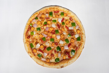 pizza on white backdrop