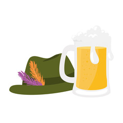 hat and beer glass design, Oktoberfest germany festival and celebration theme Vector illustration