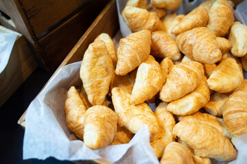 Croissant bread in breakfast on a comfortable day of relaxation