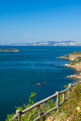 Obraz premium The scenery of Dalian Golden Stone National Geopark and Coastal Road in late Summer
