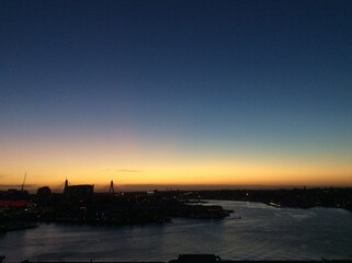 sunset over the harbor