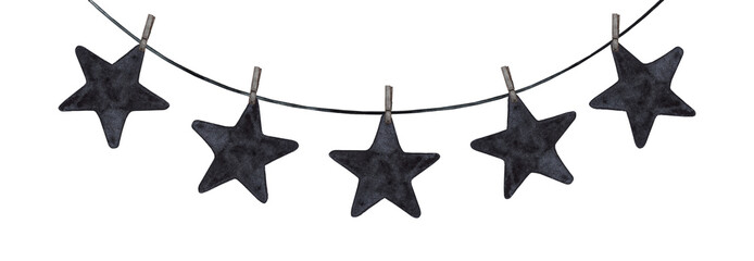 Beautiful drawing of festive stars. Picture painted with watercolors. Close-up, view from above....