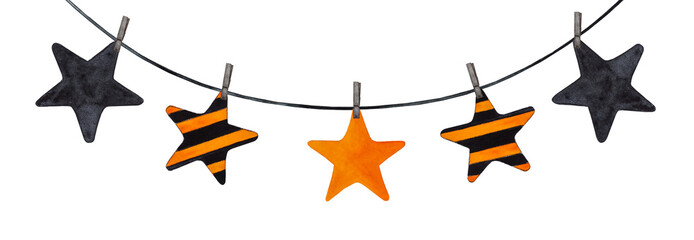 Beautiful drawing of festive stars. Picture painted with watercolors. Close-up, view from above. Concept of preparation for holiday. Congratulations for relatives, family, friends and colleagues