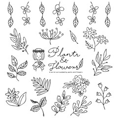 植物　手描き　セット © トラノスケ