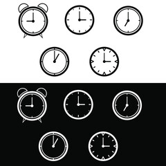 Vector illustration of clock icon clock sign set black white perfect for mobile banner flayer template pamphlet etc