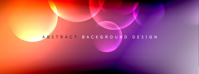 Vector abstract background liquid bubble circles on fluid gradient with shadows and light effects. Shiny design templates for text