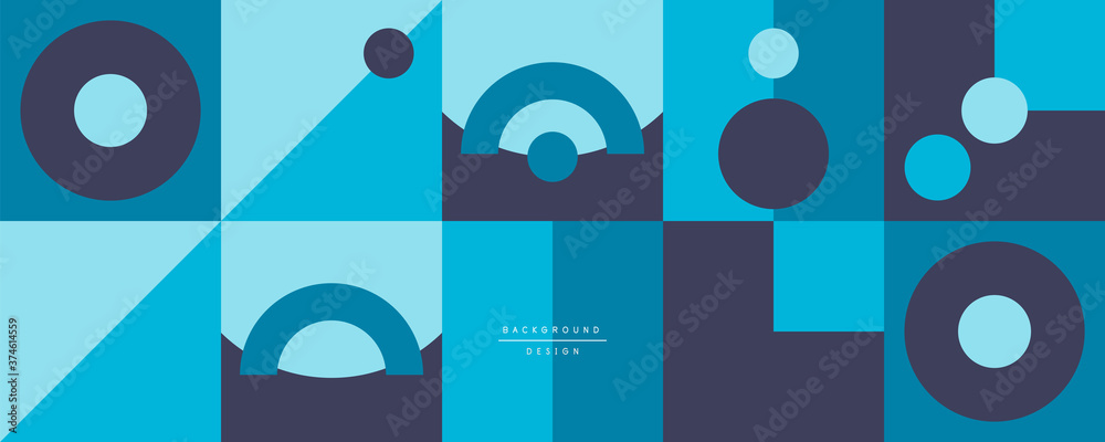 Poster Neo memphis geometric pattern with circles, squares and lines. Pop art abstract background for covers, banners, flyers and posters and other templates