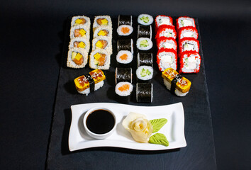 delicious japanese sushi rolls isolated, concept food