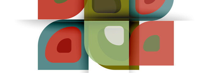 Fototapeta premium Set of vector modern geometric abstract backgrounds with repeating abstract round shapes patterns and shadow effects