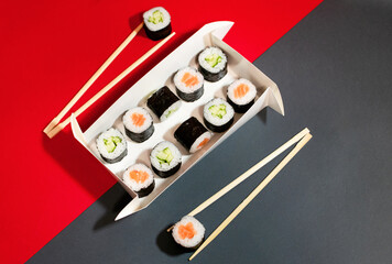 delicious japanese sushi rolls isolated, concept food