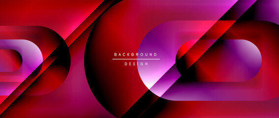 Vector geometric abstract background with lines and modern forms. Fluid gradient with abstract round shapes and shadow and light effects