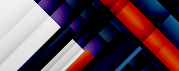 Geometric abstract backgrounds with shadow lines, modern forms, rectangles, squares and fluid gradients. Bright colorful stripes cool backdrops