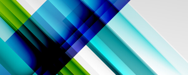 Geometric abstract backgrounds with shadow lines, modern forms, rectangles, squares and fluid gradients. Bright colorful stripes cool backdrops