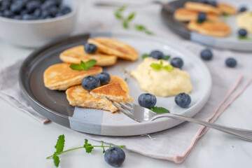 sweet home made vanilla pancakes with fresh berries